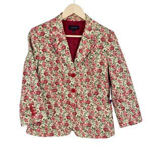 Talbots Floral Blazer - Red and Cream